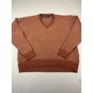 Monte‎ Carlo Collection Sweater Mens 42 Brown Houndstooth Wool Shrink Resist